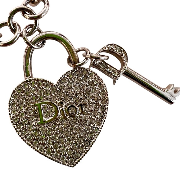 Christian Dior Heart Lock and Keys Charm Long Necklace - Picture 7 of 13